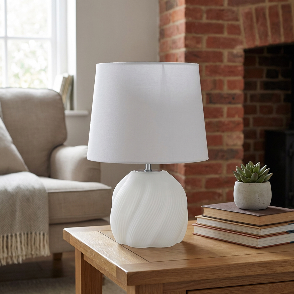 Millie Glass Table Lamp - White Image 5