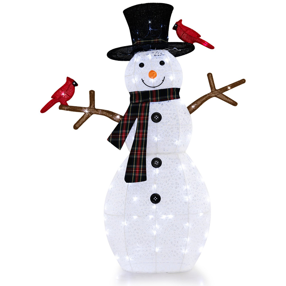 Costway Warm-White LED Pre-Lit Snowman Christmas Ornament 4.1ft Image 2