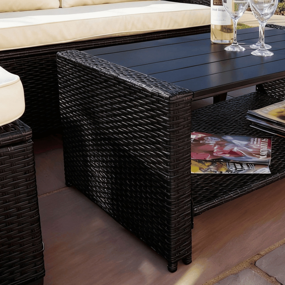 Home Source Trapani 5 Seater Black Rattan Garden Lounge Set Image 4