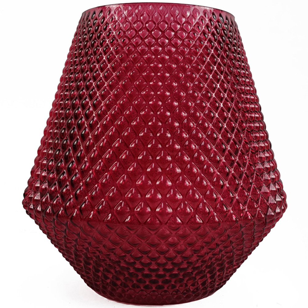 Botanik Pink Diamond Embossed Glass Vase 23cm Image 3