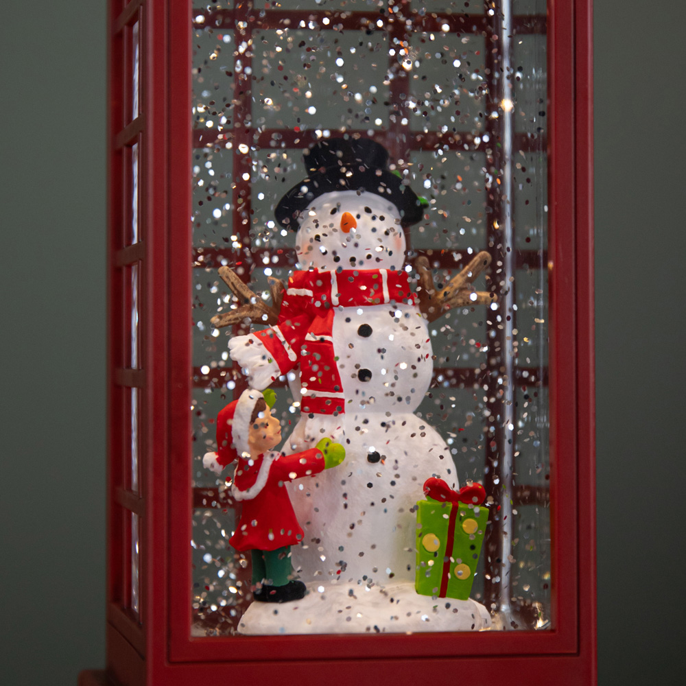 Samuel Alexander Snowman Scene Phone Box Water Spinner Christmas Decoration 25cm Image 6