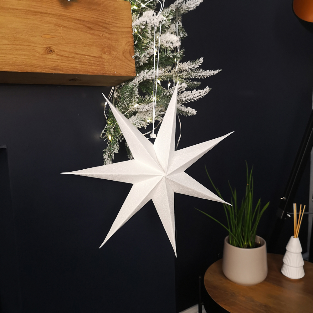 Samuel Alexander White Paper Foldable Star Christmas Decoration 38cm Image 2