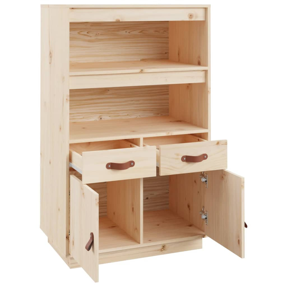 vidaXL 2 Door 2 Drawer 2 Shelf Solid Pine Wood Highboard Image 6