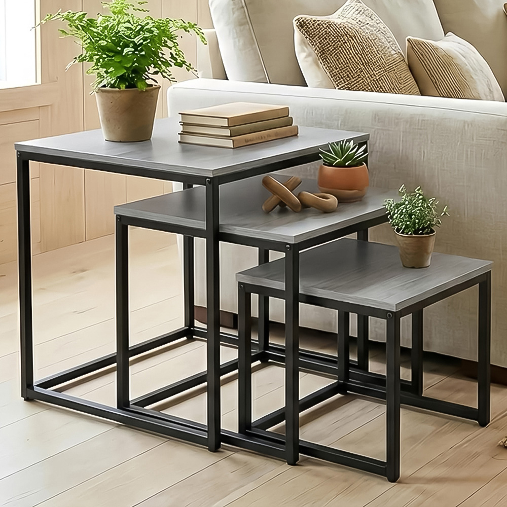 Alivio Grey Industrial Nest of Tables Set of 3 Image 1