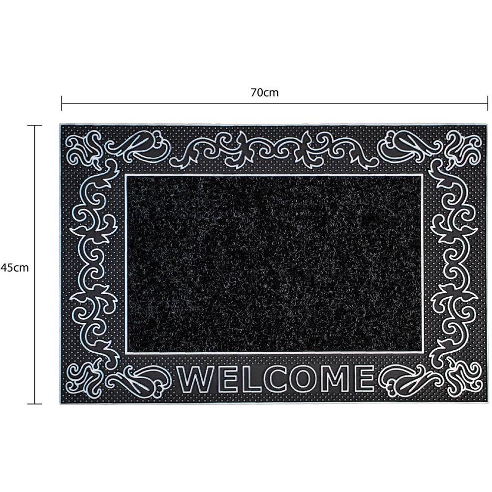 JVL Rico Silver Black Scroll Metallic PVC Door Mat 45 x 75cm Image 8
