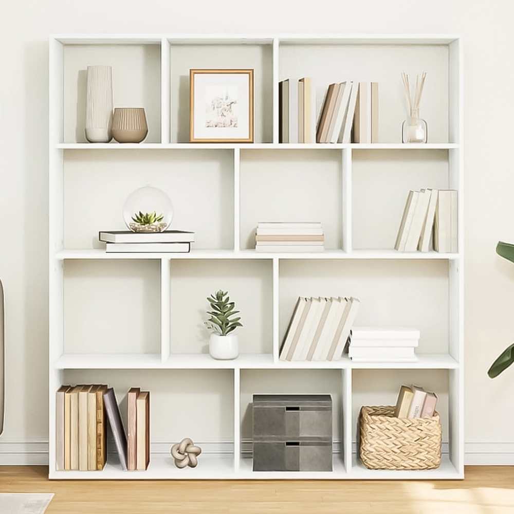 vidaXL 12 Shelf White Bookcase Image 1