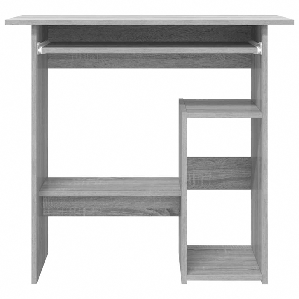 vidaXL 3 Shelf Computer Desk with Keyboard Tray Grey Sonoma Image 4