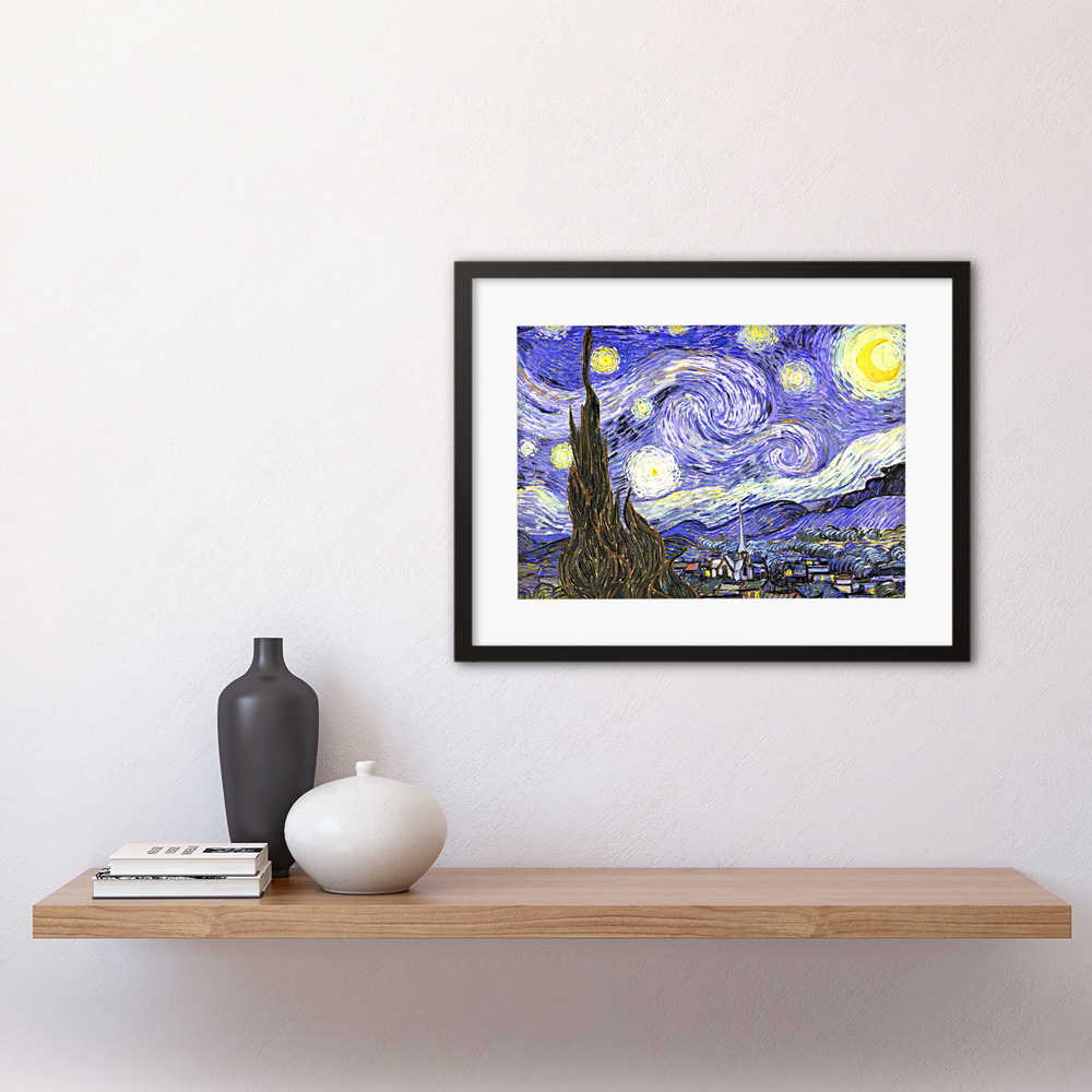 Wee Blue Coo Vincent Van Gogh Starry Night Old Master Painting Framed Wall Art Print 30 x 41cm Image 2