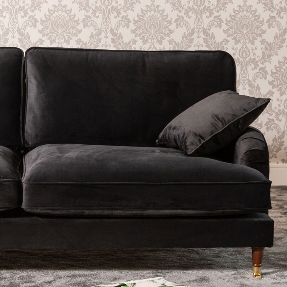 Mackenzie 4 Seater Black Plush Velvet Sofa Image 2