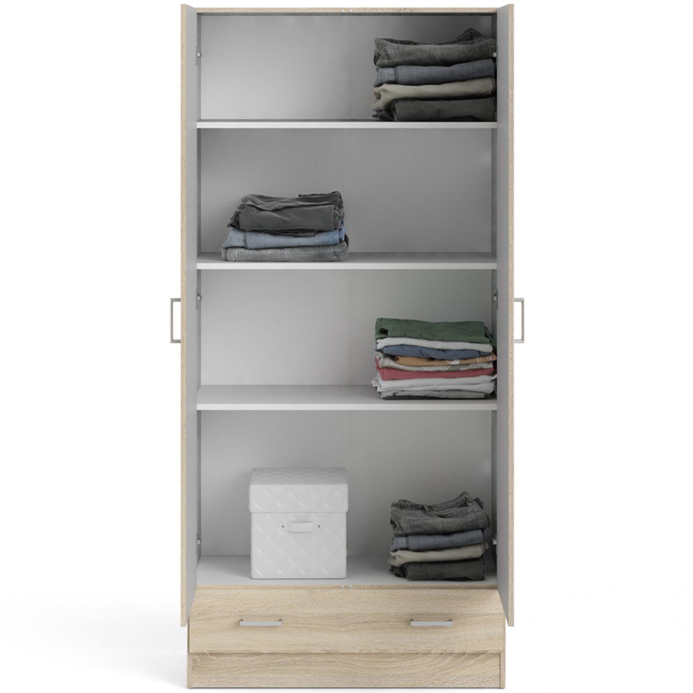 Florence Space Single Drawer 2 Door Oak Wardrobe Image 5