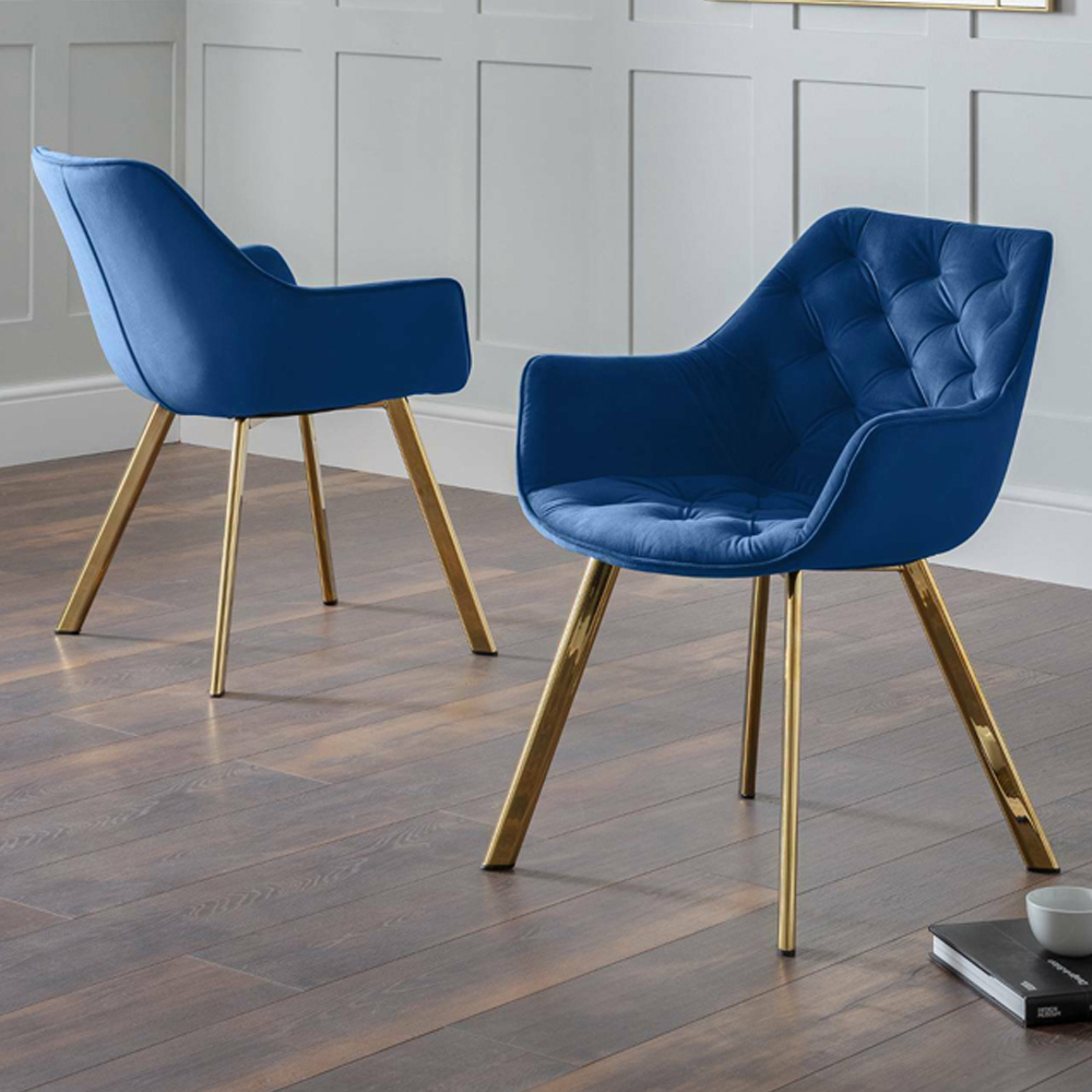 Julian Bowen Lorenzo Set of 2 Blue Dining Chairs Image 1