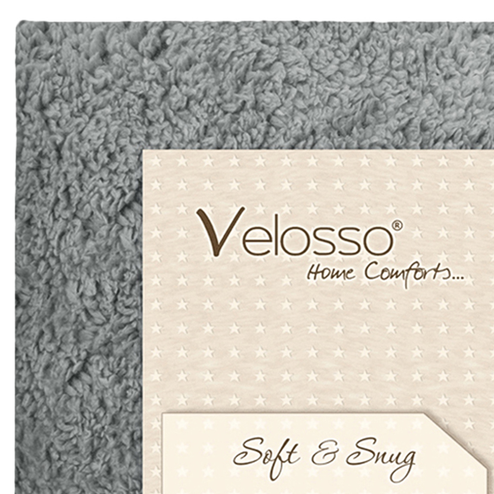 Velosso Single Silver Teddy Fleece Fitted Sheet Image 3