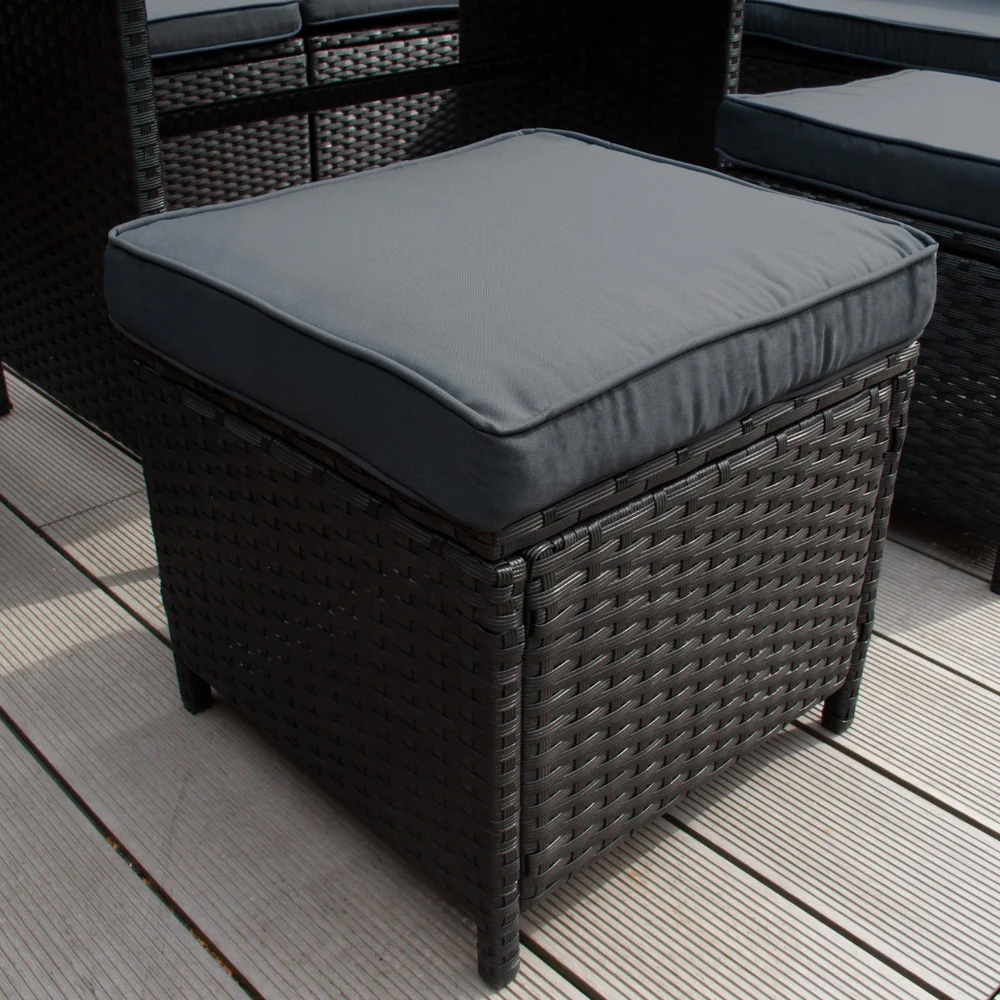 MonsterShop 9 Seater Black Rattan Corner Lounge Set with Cushion Storage Box Image 5