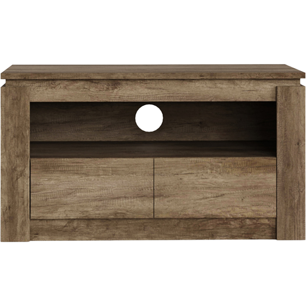 GFW Canyon 2 Drawer Single Shelf Oak TV Unit Image 5