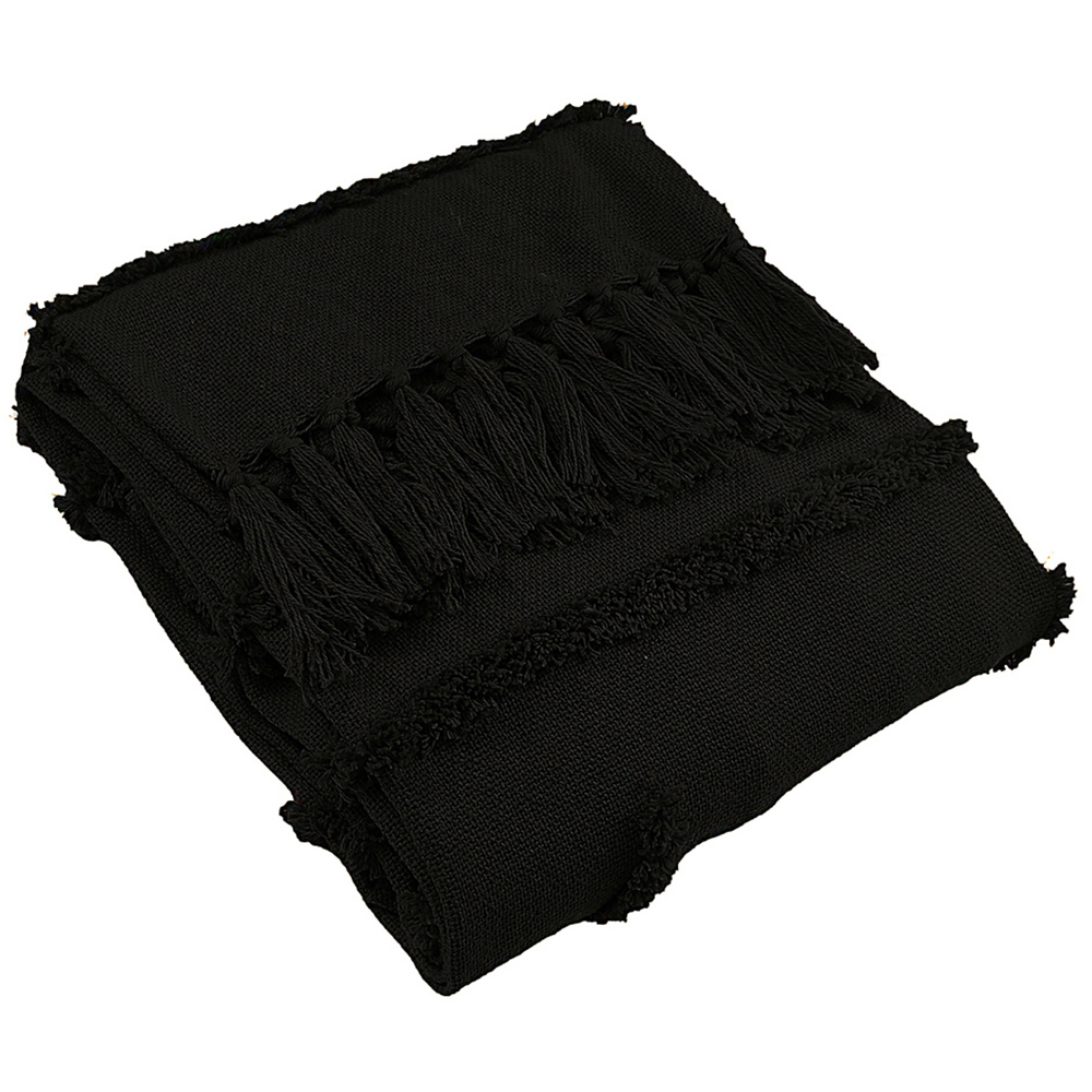 furn. Jakarta Black Tufted Throw 130 x 180cm Image 1