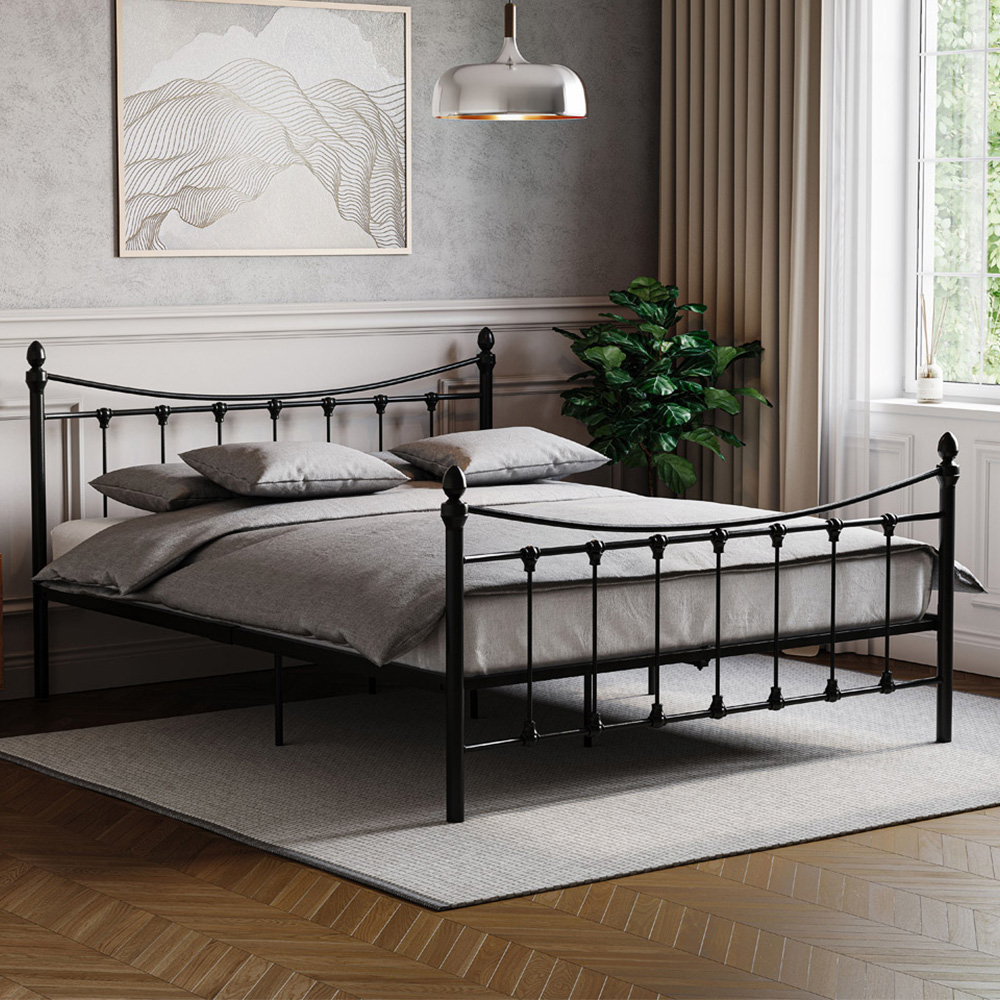 Vida Designs Paris Double Black Metal Bed Frame Image 1