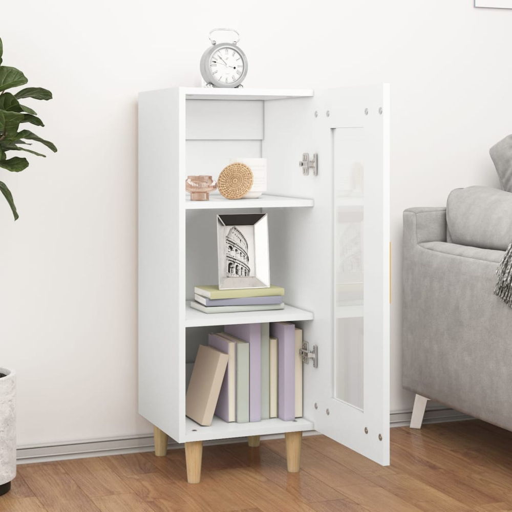 vidaXL Single Glass Door White Sideboard Image 8