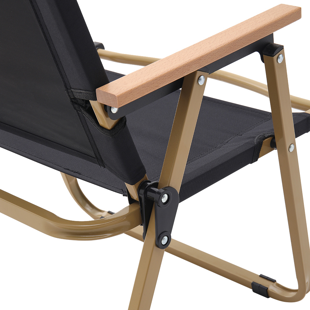 Living and Home Black Portable Folding Camping Chair with Armrest Image 3