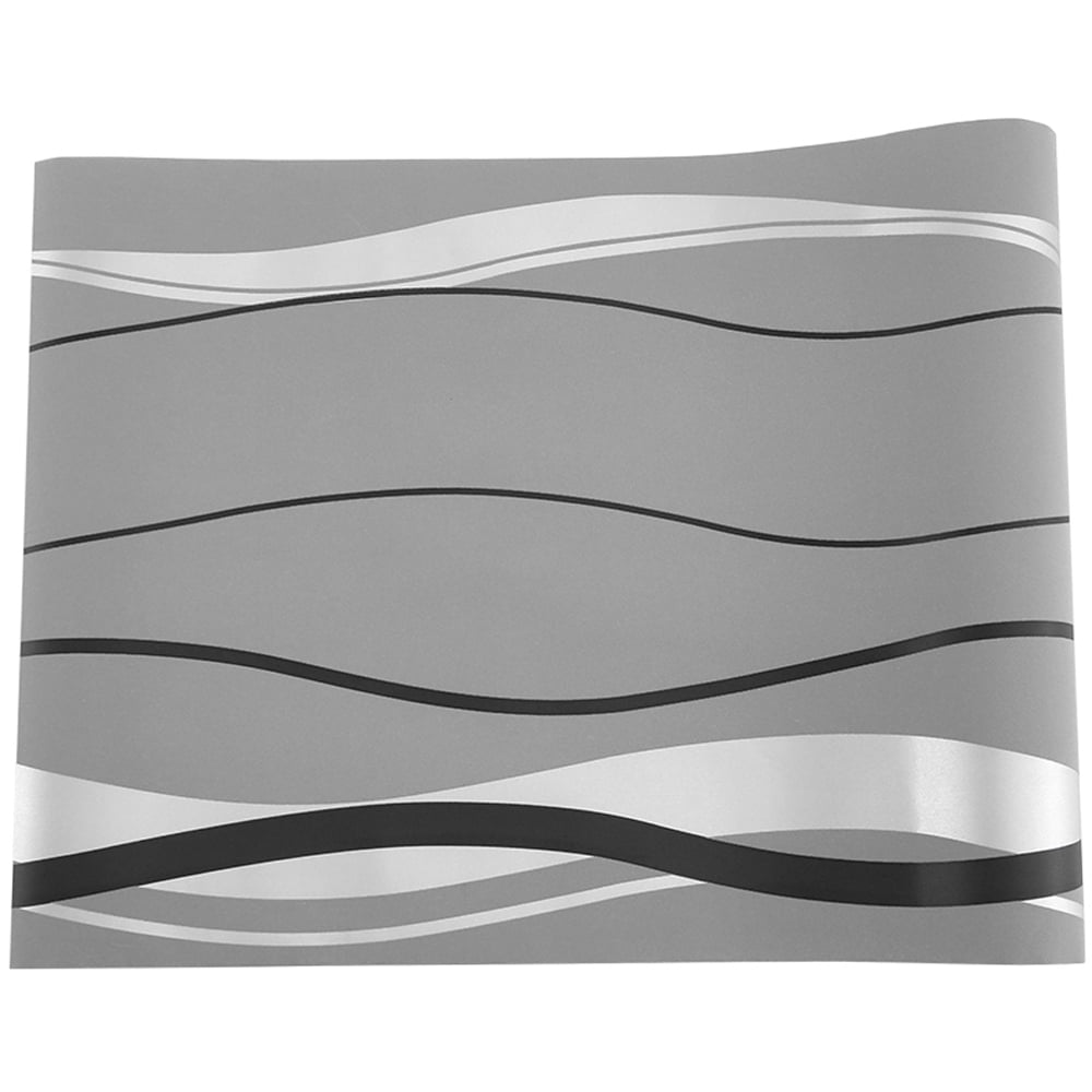 Living and Home Curve Striped Dark Grey Wallpaper Image 4