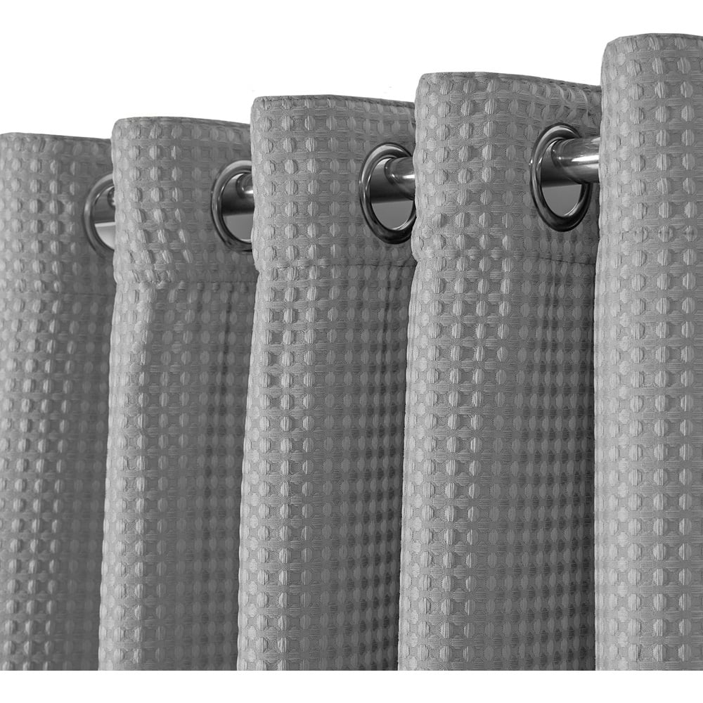 Velosso Waffle Silver Blackout Curtains 137 x 168cm Image 2