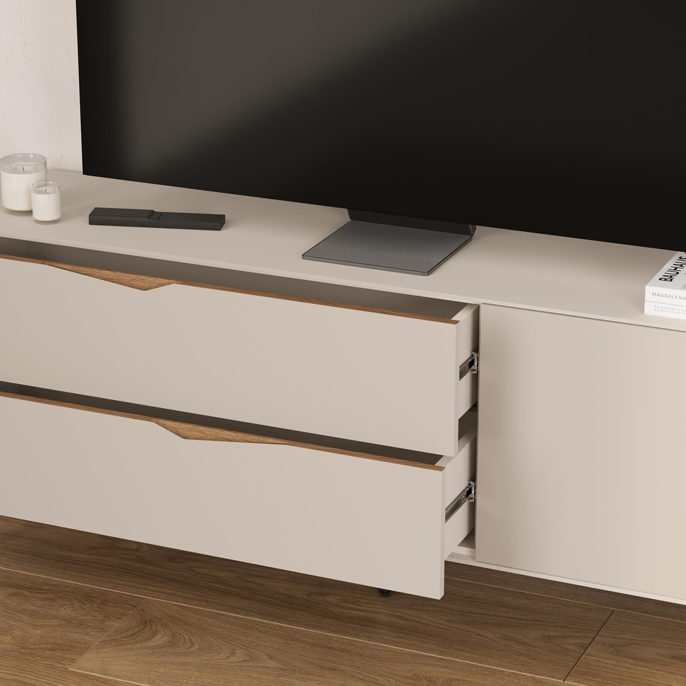 Decortie Jaden Single Door 2 Drawer Sandstone TV Unit Image 4