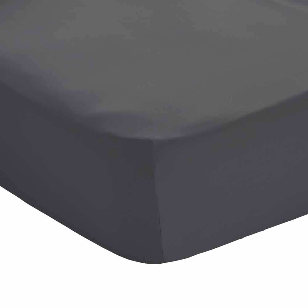 Wilko Easy Care Double Charcoal Fitted Bed Sheet Image 1
