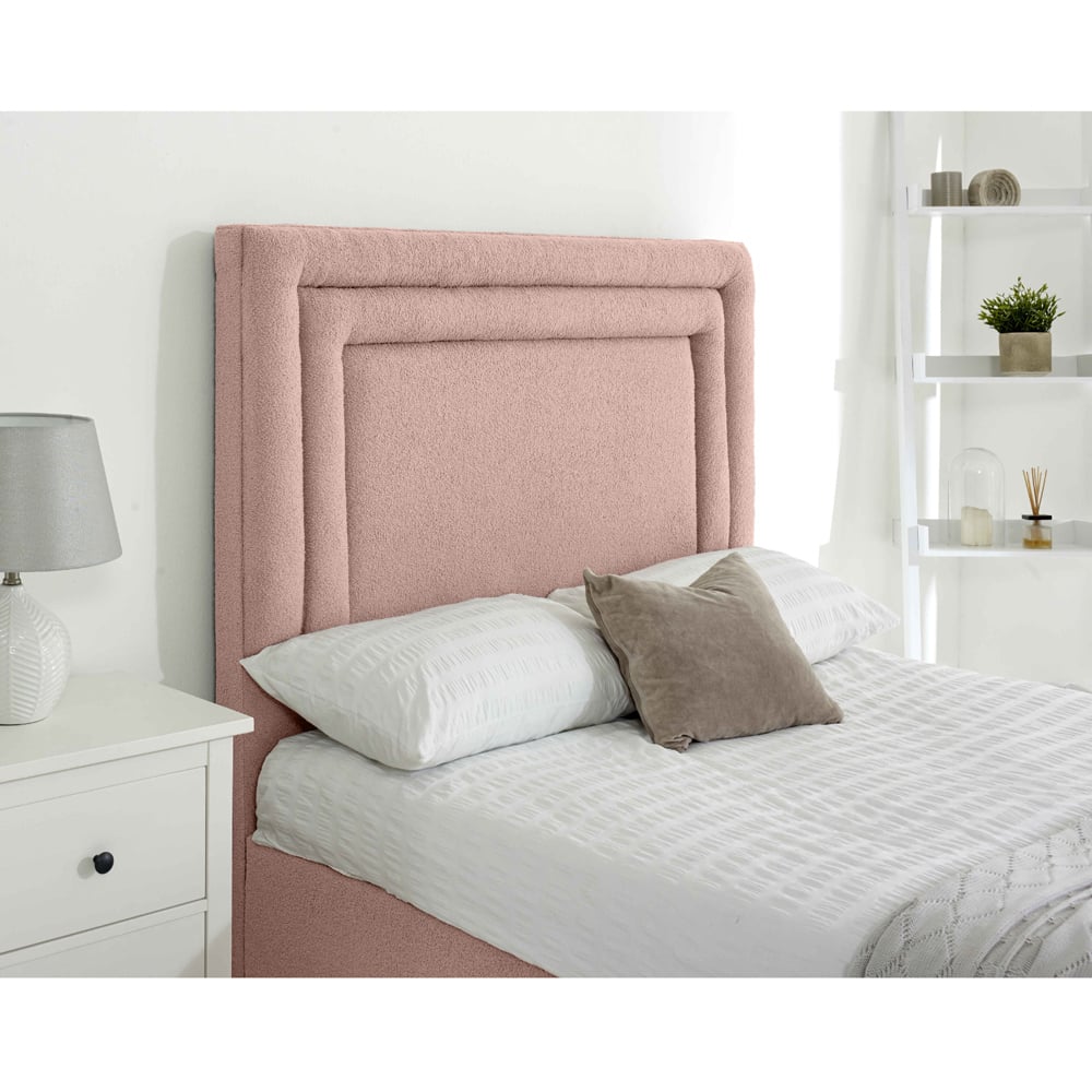 Eleganza Santiago Super King Size Pink Arlington Fabric Bed Frame with Boxed Headboard Image 2