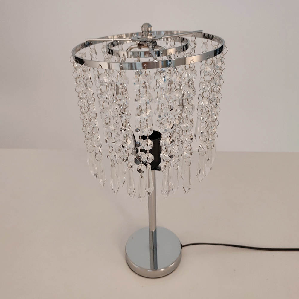Living and Home E27 Screw Silver Crystal Beaded Shade Table Lamp 45cm Image 7
