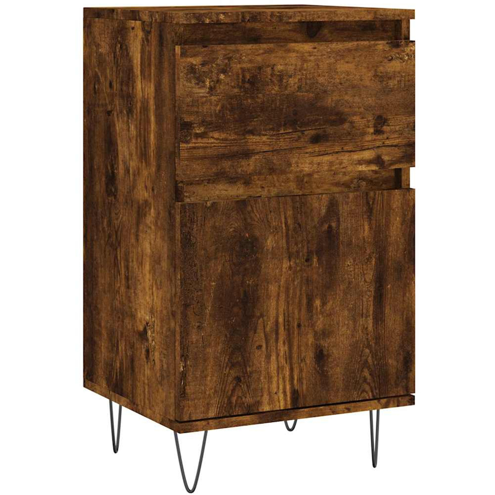 vidaXL Single Door Single Drawer Smoked Oak Sideboard Image 2