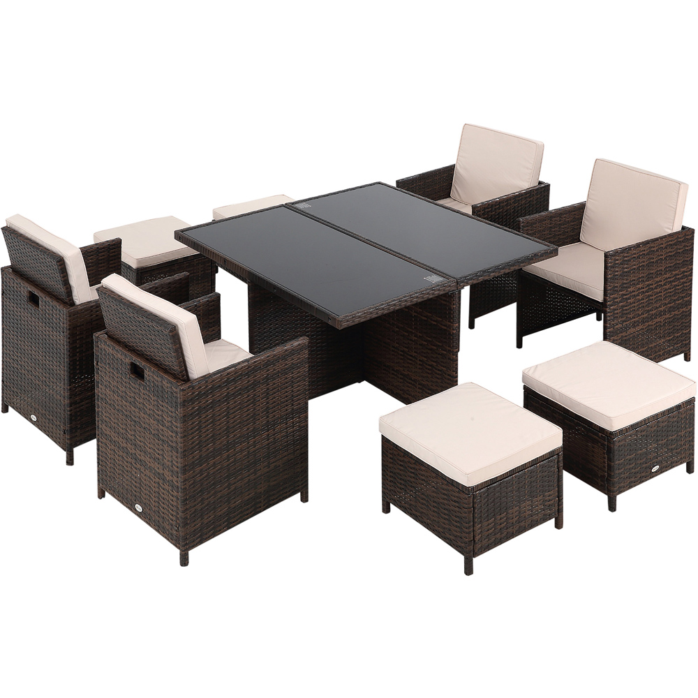 Outsunny Rattan 8 Seater Garden Dining Set Brown Image 2