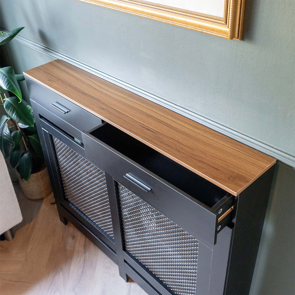 Portland 2 Drawer Black Radiator Cover Medium Image 5