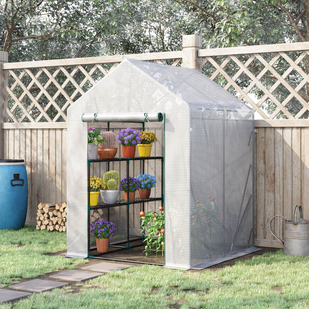Outsunny White 4.7 x 4.7ft Portable Greenhouse Image 2