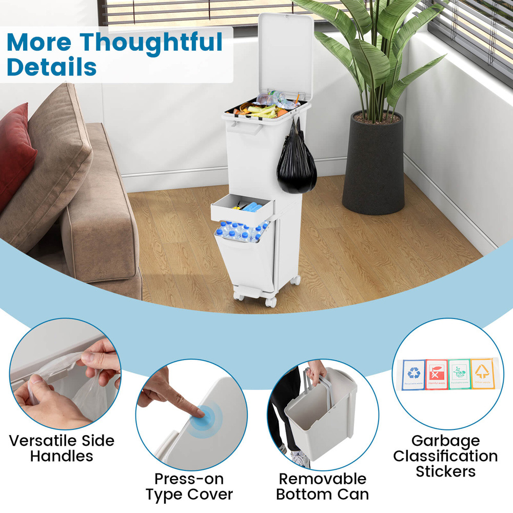 Costway 3 in 1 Multifunctional Kitchen Trash Can Image 7