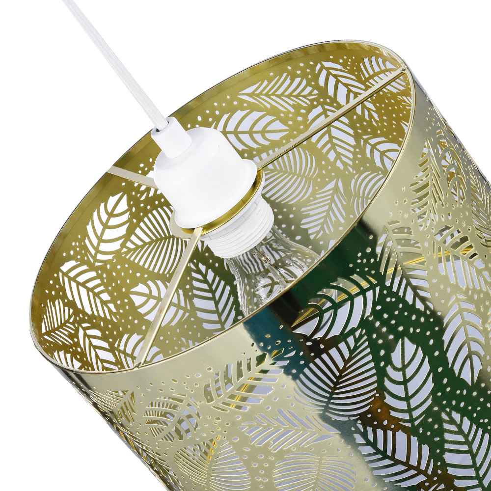 Happy Homewares Gold Plated Metal Fern Leaf Decoration Pendant Shade Image 4