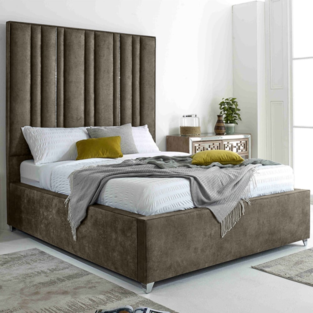 Eleganza Madrid Small Double Taupe Oakland Fabric Bed Frame Image 1