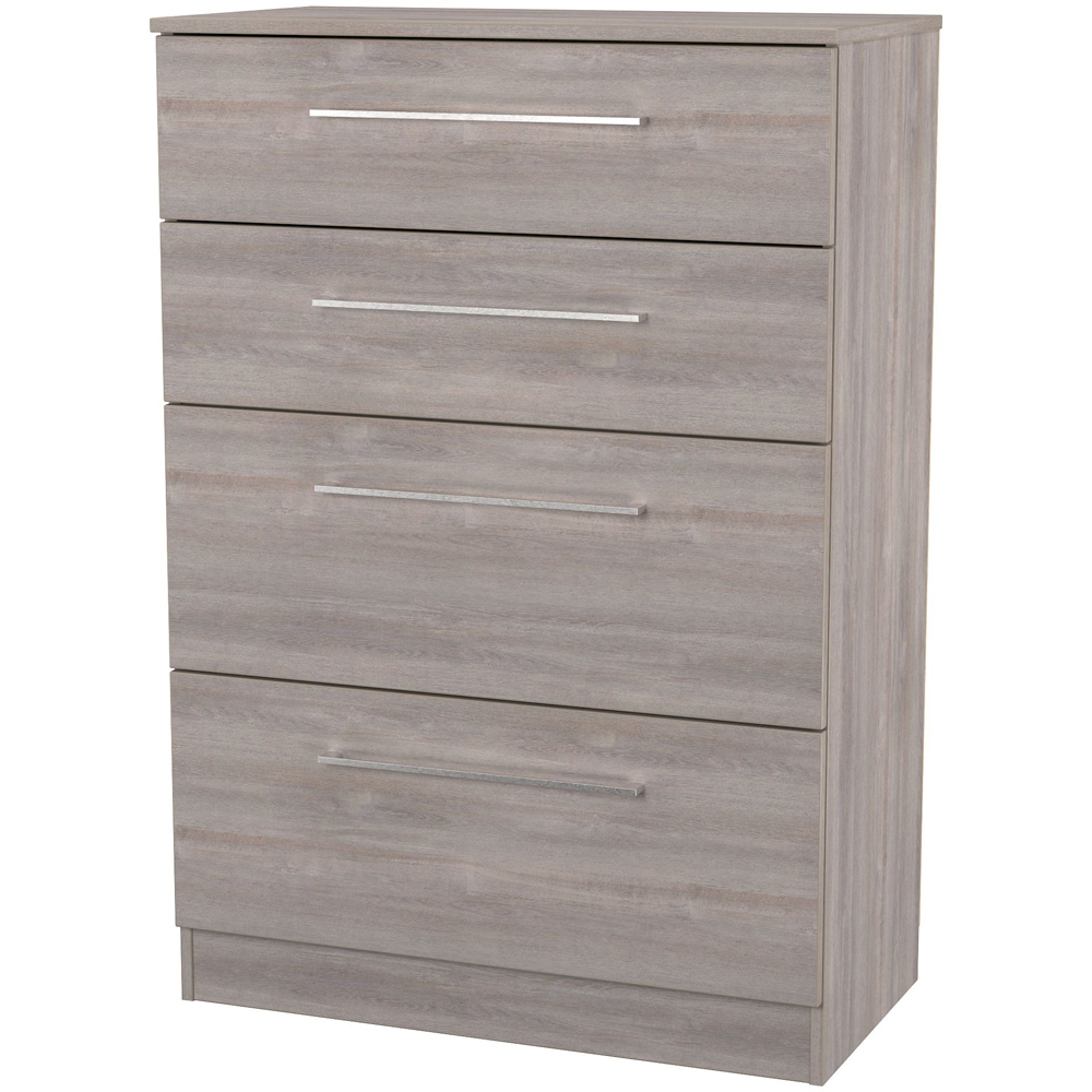 Crowndale Worcester 4 Drawer Grey Oak Deep Chest of Drawers Ready Assembled Image 3