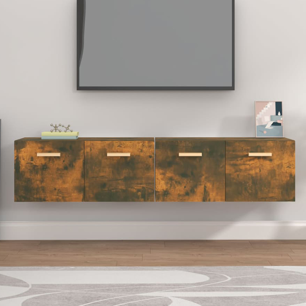 vidaXL 2 Door Smoked Oak Wall Cabinet Set of 2 Image 1