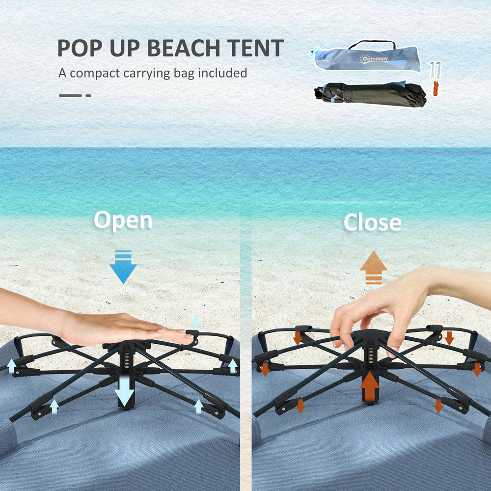 Outsunny 2-3 Person Pop-Up Beach Camping Tent Light Blue Image 4