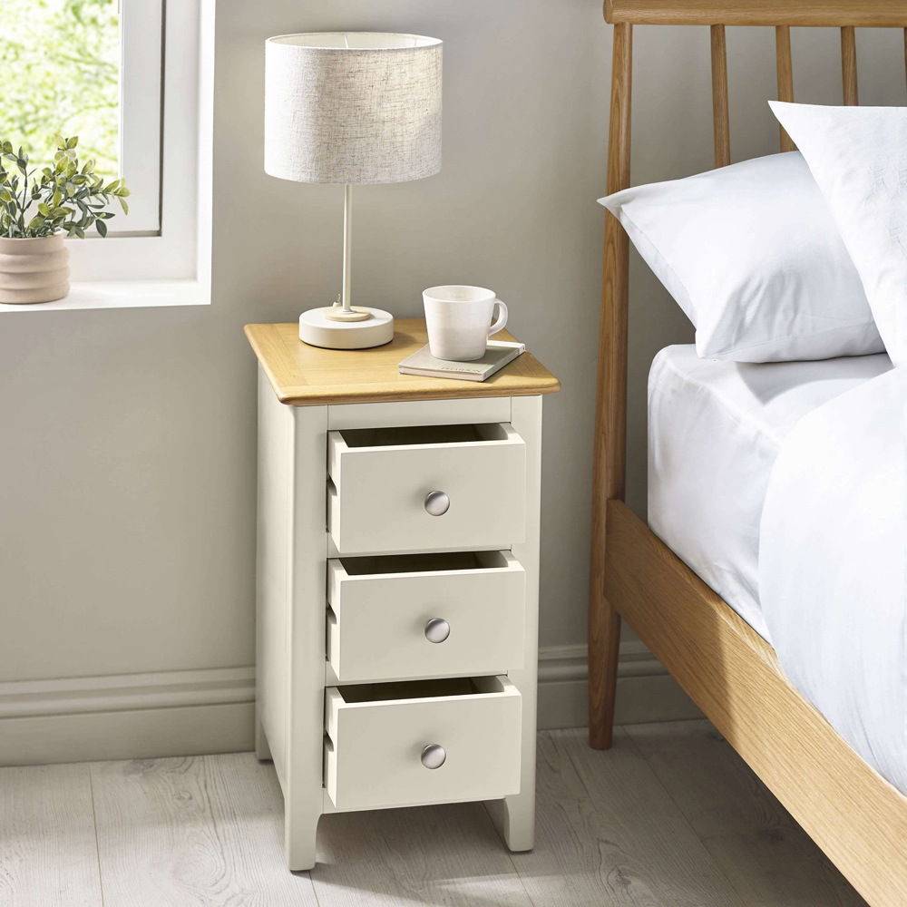 Julian Bowen Somerset 3 Drawer Truffle Grey and Oak Compact Bedside Table Image 8