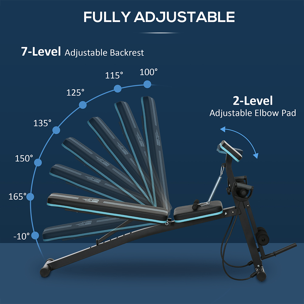 HOMCOM Blue Foldable and Adjustable Sit Up Weight Bench Image 4