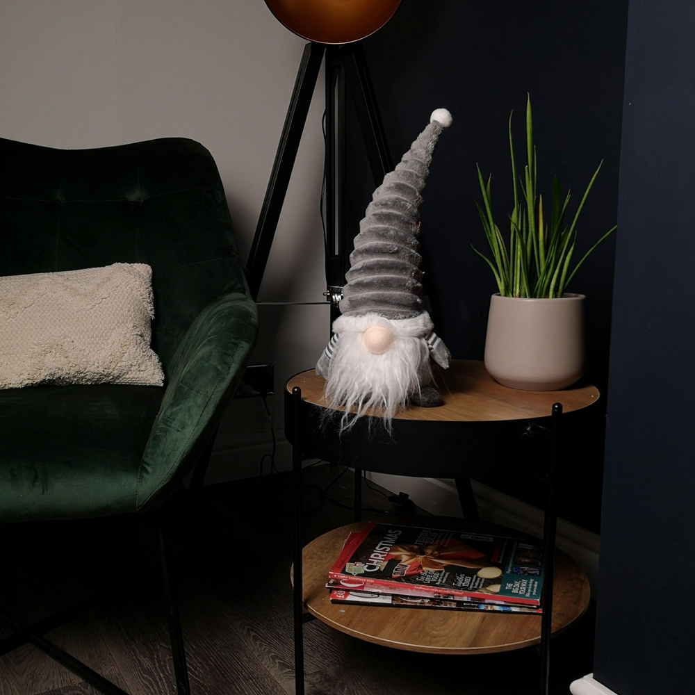 Samuel Alexander Grey Plush Sitting Gonk Christmas Decoration with Grooved Hat 40cm Image 5
