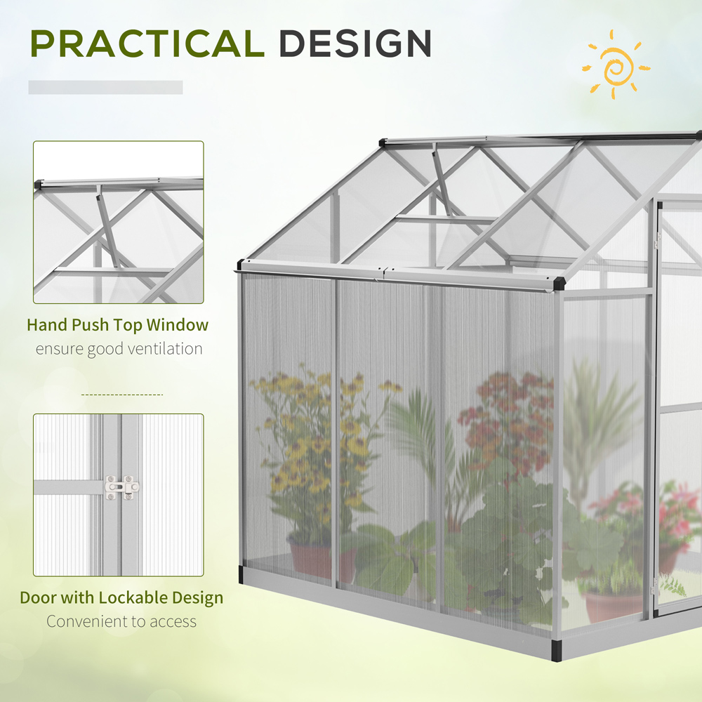 Outsunny Clear Polycarbonate 6 x 6ft Walk In Greenhouse Image 5
