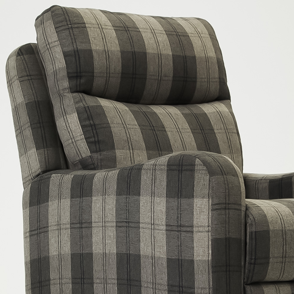 Home Detail Lennox Grey Tartan Manual Recliner Chair Image 3