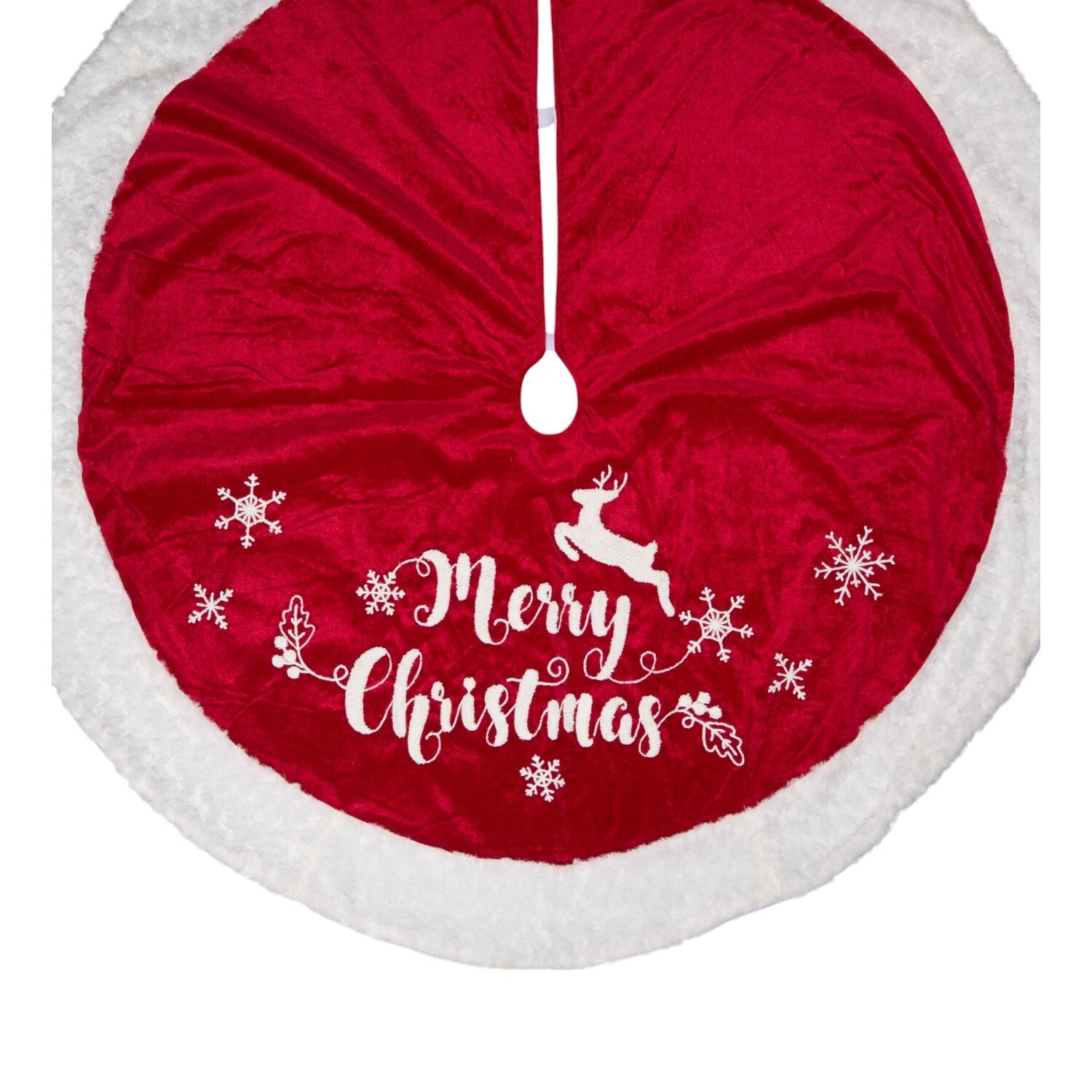 Classic Merry Christmas Tree Skirt Red Image 4