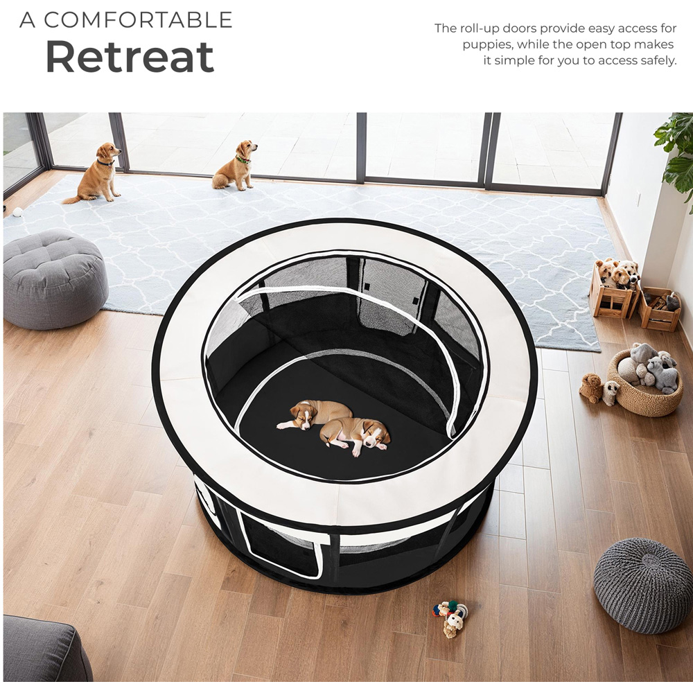 tectake Carola Black Foldable Dog Playpen with Door 114 x 60.5cm Image 4