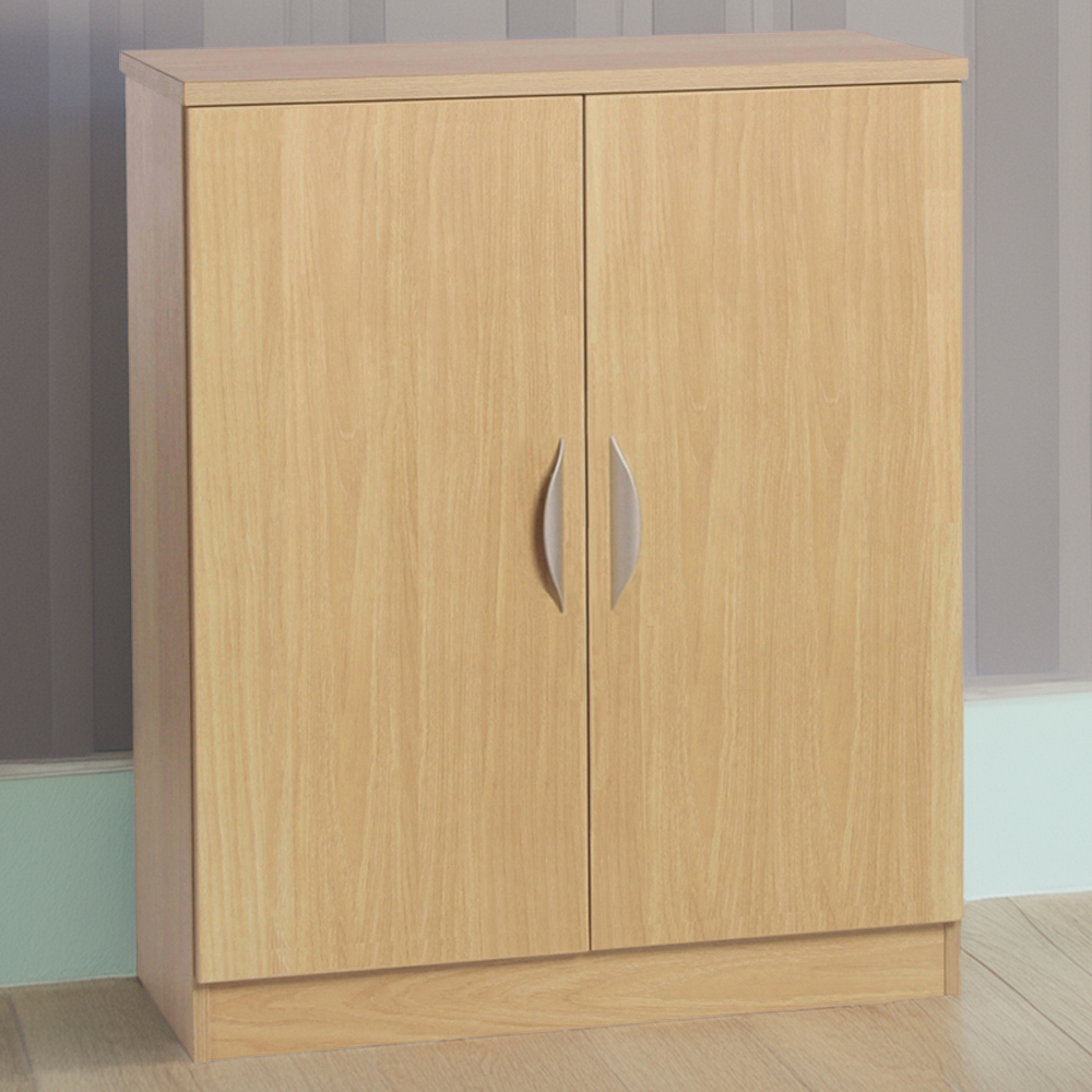 R White Cabinets 2 Door Classic Oak Mid Height Cupboard Image 1
