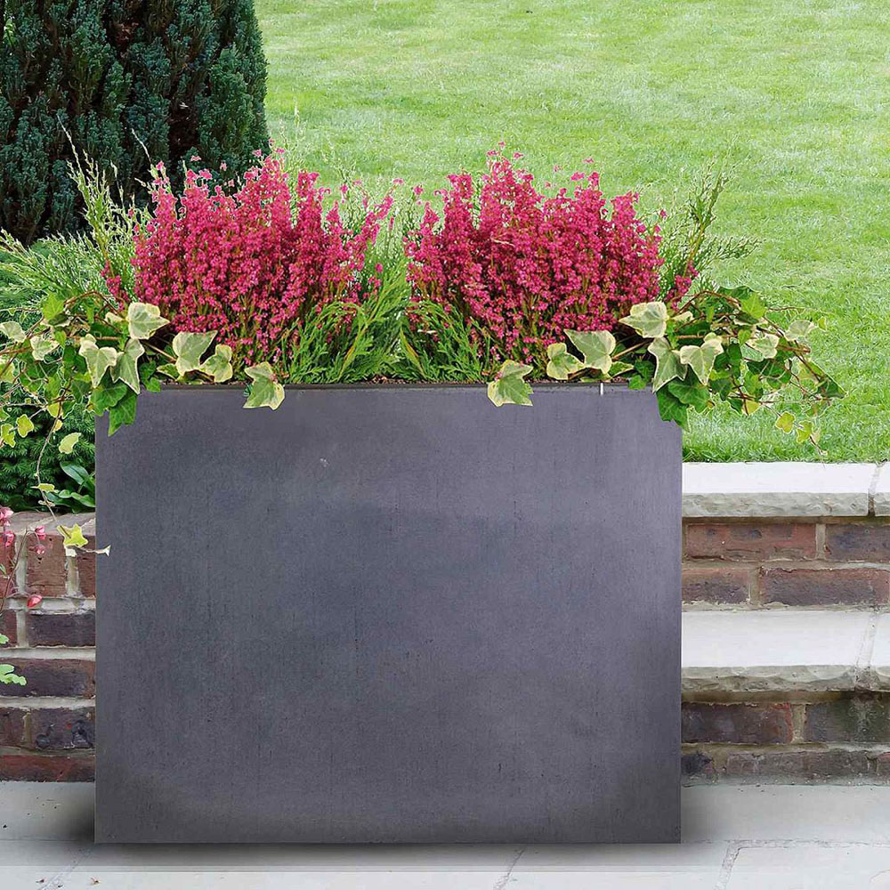 wilko Narrow Faux Lead Dark Grey Light Concrete Outdoor Planter 50.5cm Image 2