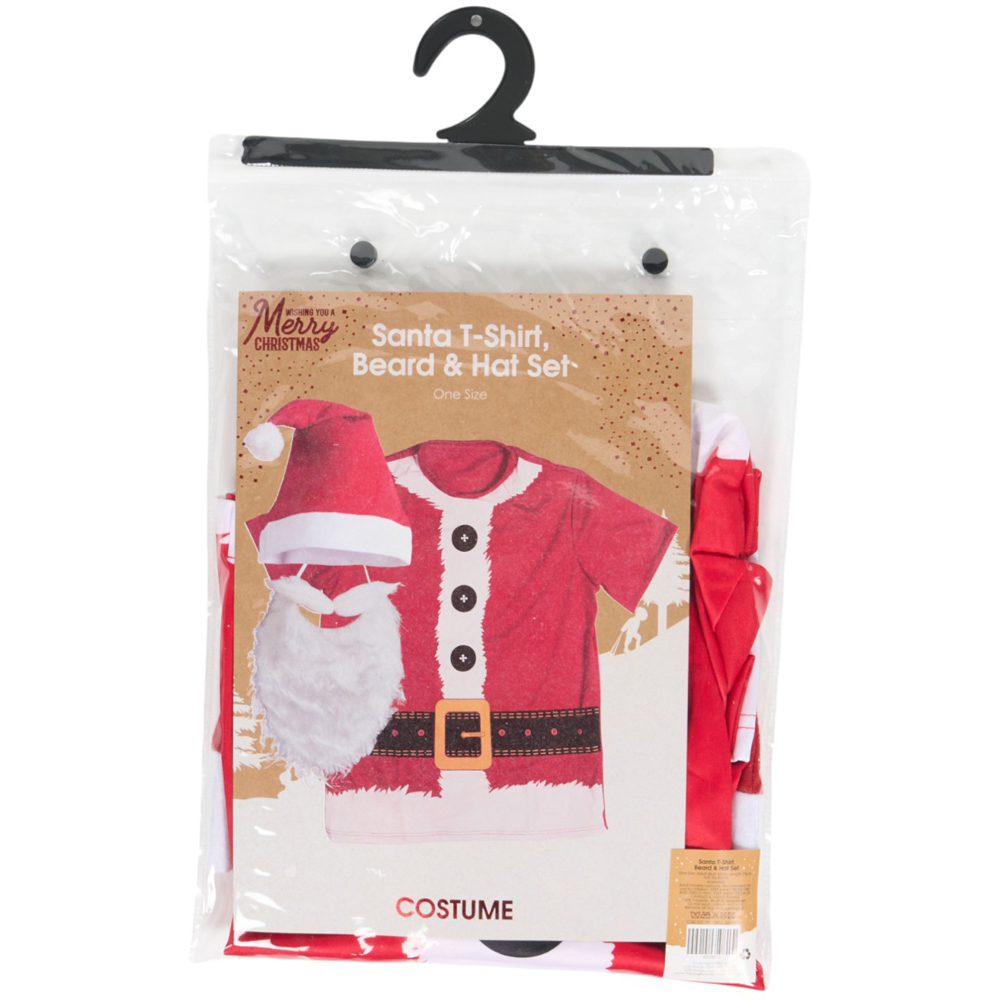 Santa T-Shirt, Beard & Hat Set - Red Image 2