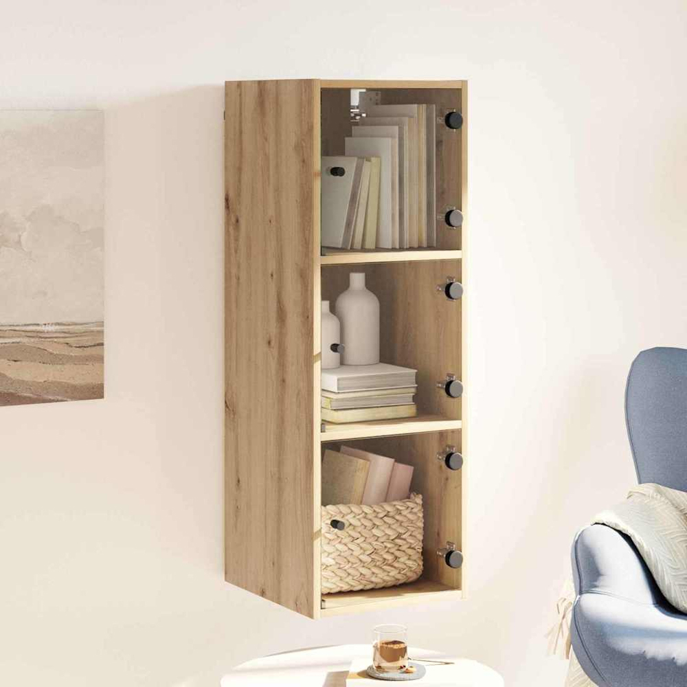 vidaXL 3 Glass Door Artisan Oak Wall Cabinet Image 9