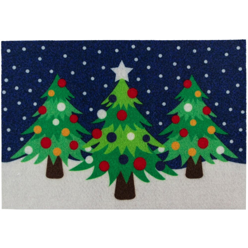 JVL Christmas Tree Machine Washable Door Mat 40 x 57cm Image 1